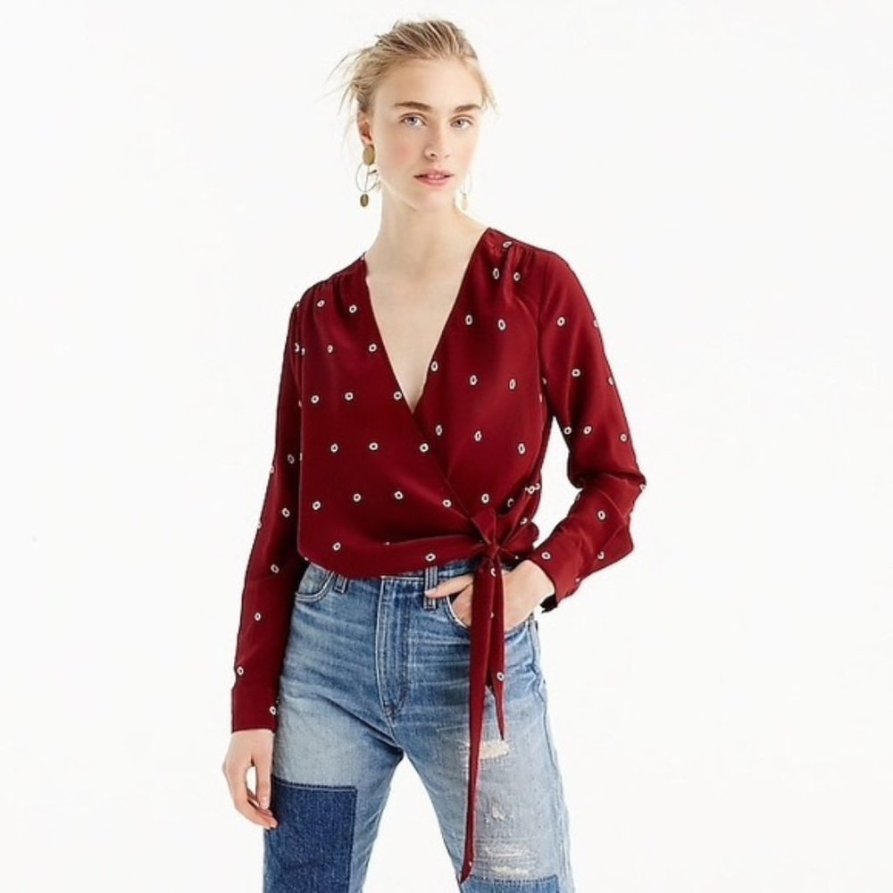 J Crew Silk Wrap Top